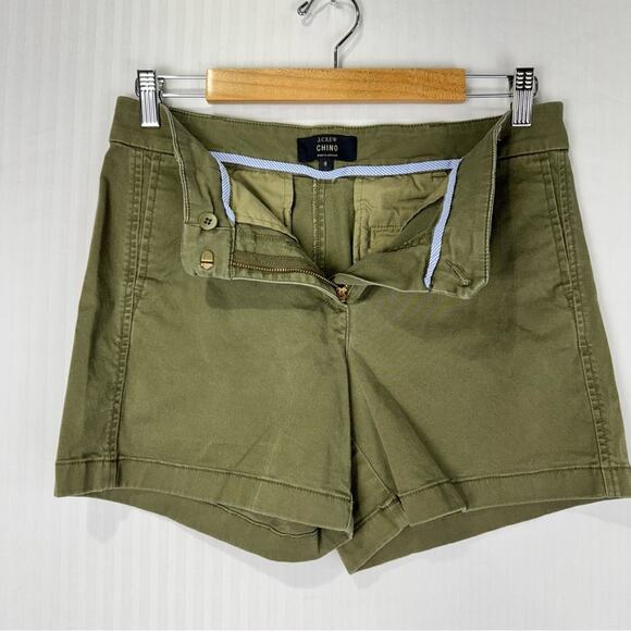 J. Crew Classic Cotton Chino Shorts Olive Green Women’s Size 8 Zip-Fly Pockets - Picture 3 of 4